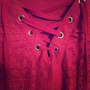 Rue 21 Wine red lace shirt